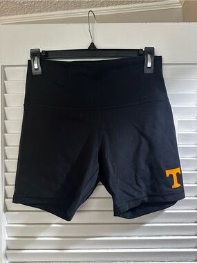 lululemon athletica Black Bike Shorts with Orange 'T' Detail
